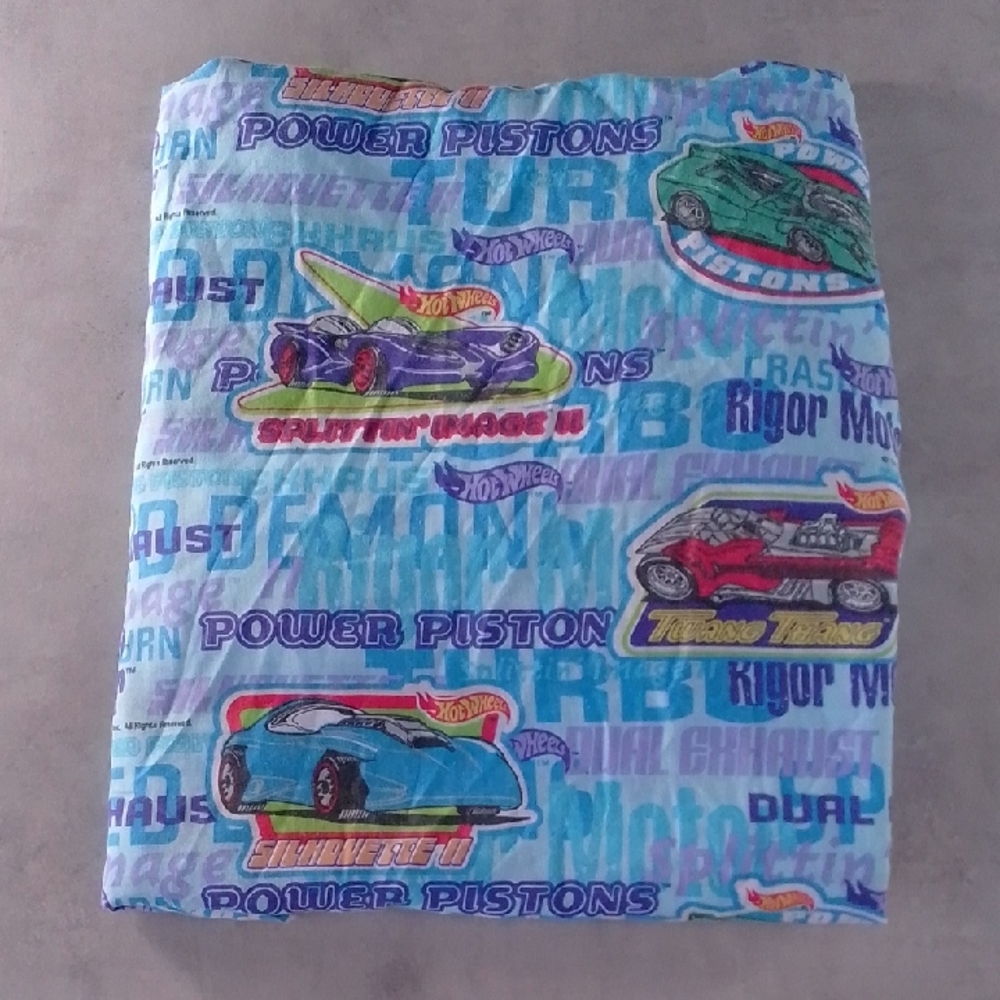 Vintage 1997 Hot Wheels Mattel Twin Fitted Sheet 39” x 75” Made in USA